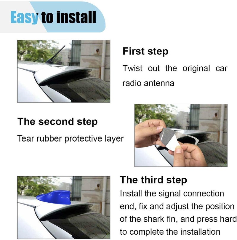 LHDOS Car Shark Fin Antenna Cover, Plastic Automotive Signal Roof Aerial Base Cover with Adhesive Tape, Universal Vehicle Decorative Replacement Accessories for Car Truck SUV (Blue) - Image 4